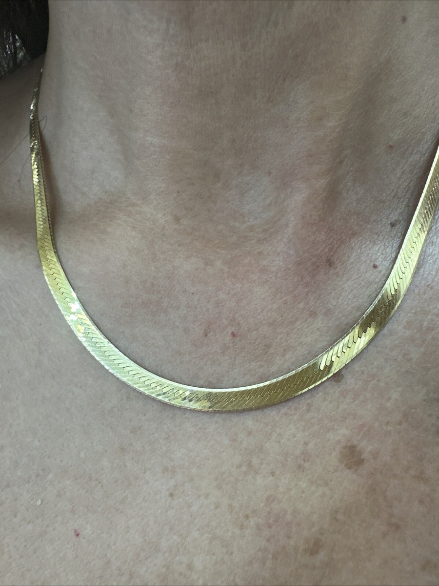 14k yellow gold herringbone 18 inch necklace 4.5 Mm Wide | eBay