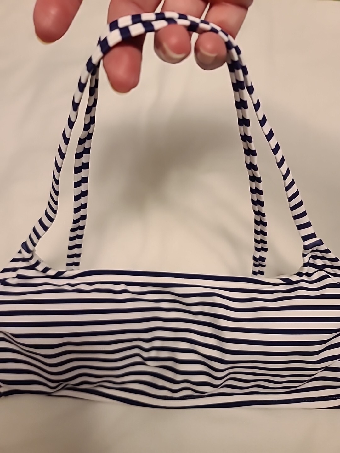 XHILARATION Bralette Style Blue & White Striped Bikini Top; JUNIORS SZ M; NEW-image