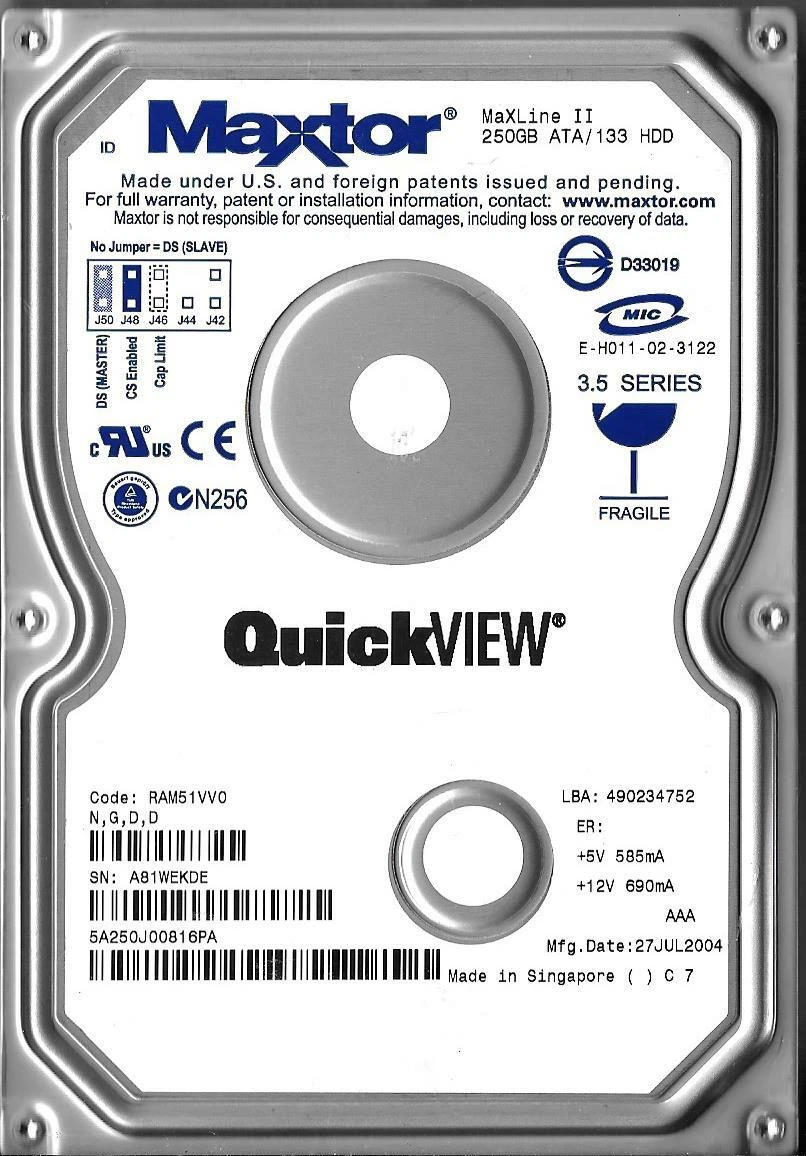 PATA/IDE/EIDE 250GB Internal Hard Disk Drives for sale | eBay