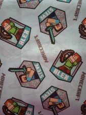 minecraft video game fun fabric 11 by 10 inch blue