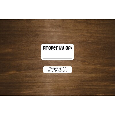 Property of labels with area for name |  2'' x 1'' Glossy Paper Labels