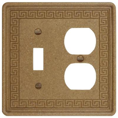 Wall Switch Plate Cover Toggle Outlet Greek Key Design Stone - Noce Travertine