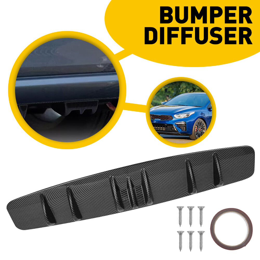 33-Inch Carbon Fiber Rear Bumper Lip Diffuser with Shark Fin Wing Spoiler