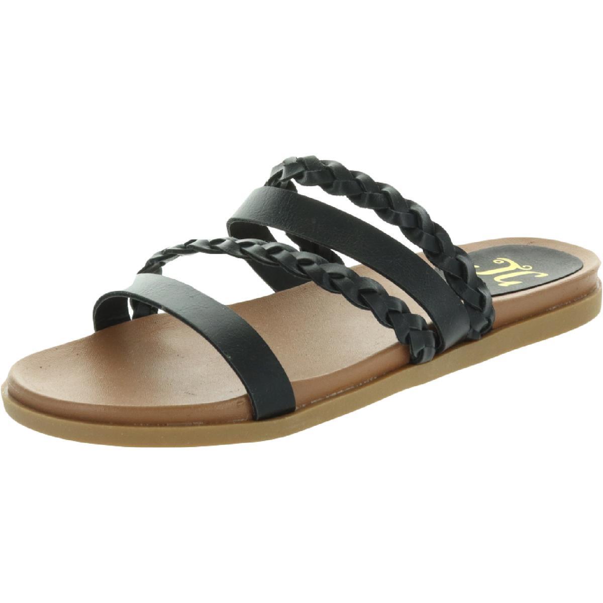 Женские черные плетеные сандалии на плоской подошве JC Collection, средний размер (B,M) BHFO 1533