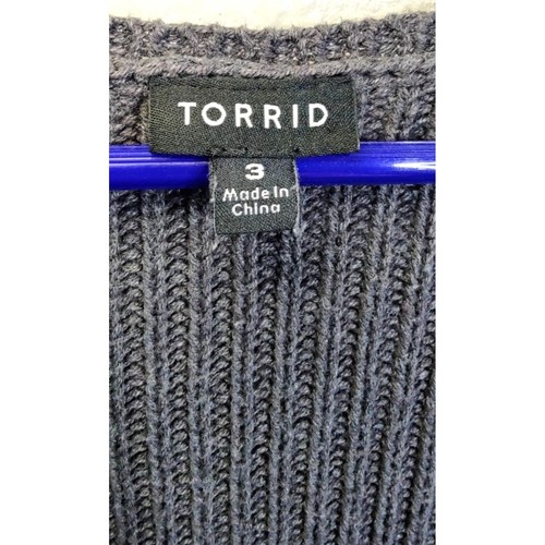 Torrid Ribbed Knit Lace Up Sweater in Gray Size 3 - Picture 10 of 16