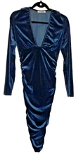 Womens Myone Velvet Blue Long Dress Size S