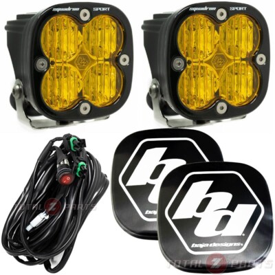 Baja Designs  Squadron Sport Pair Amber Fog Wide Cornering Lights & Rock Guards