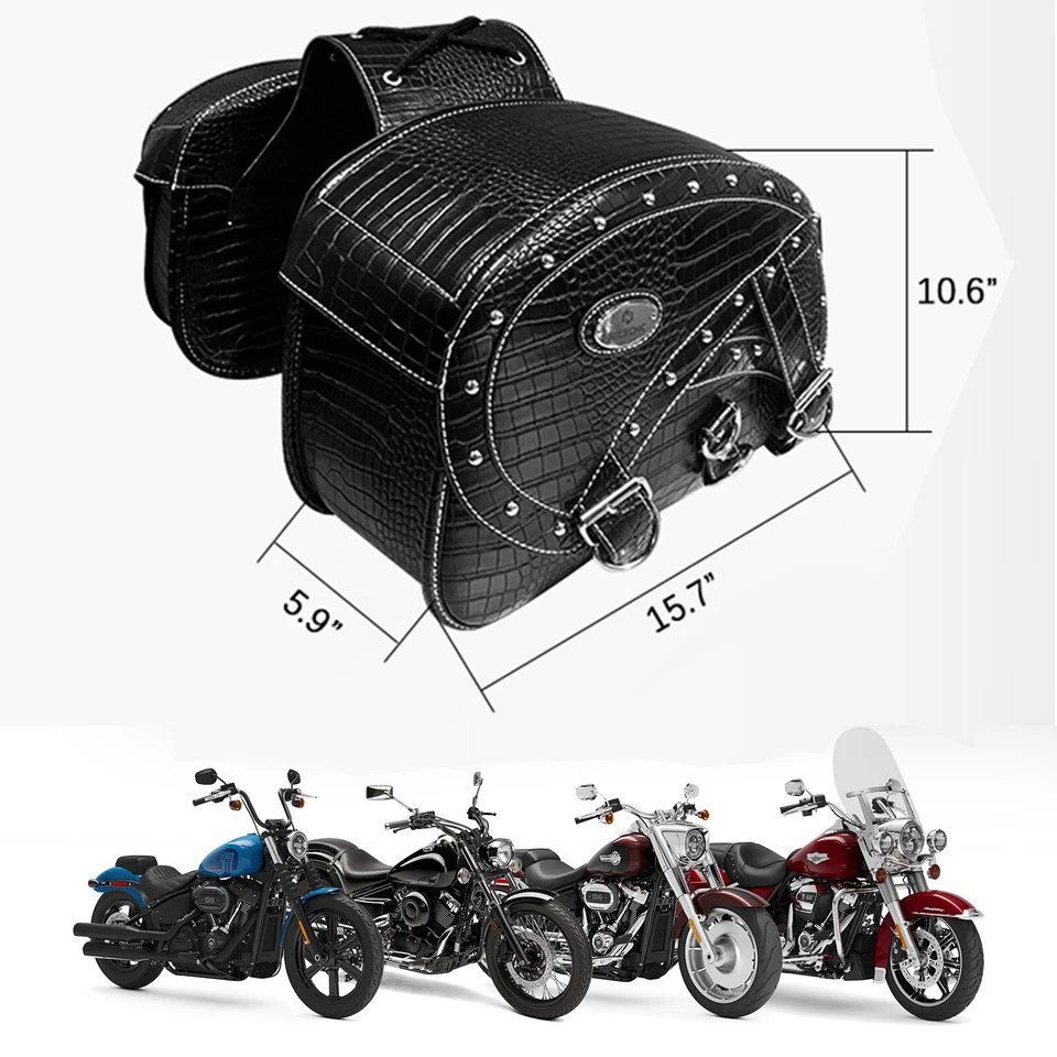 15" Motorcycle Saddlebags Waterproof Saddle Bags For Honda Shadow Spirit 750 VT - Image 2 of 4