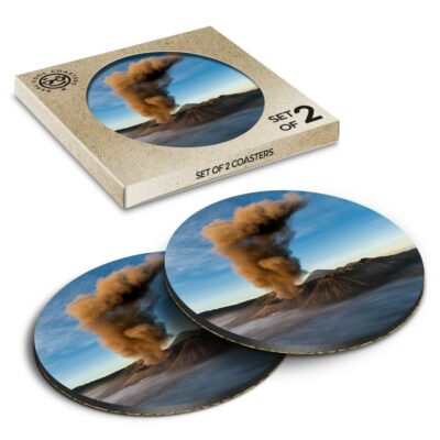 2 x Box Runde Untersetzer - Mount Bromo Java Indonesien #3492