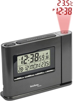 Technoline WT 519 Black Digital Alarm Clock with Ceiling Projector Weather Station