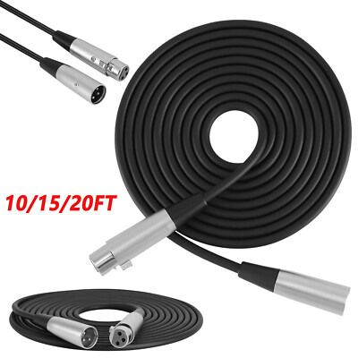 XLR Balanced Microphone Mic Pro Audio Cable Cord Male to Female 10/15/20FT PVC