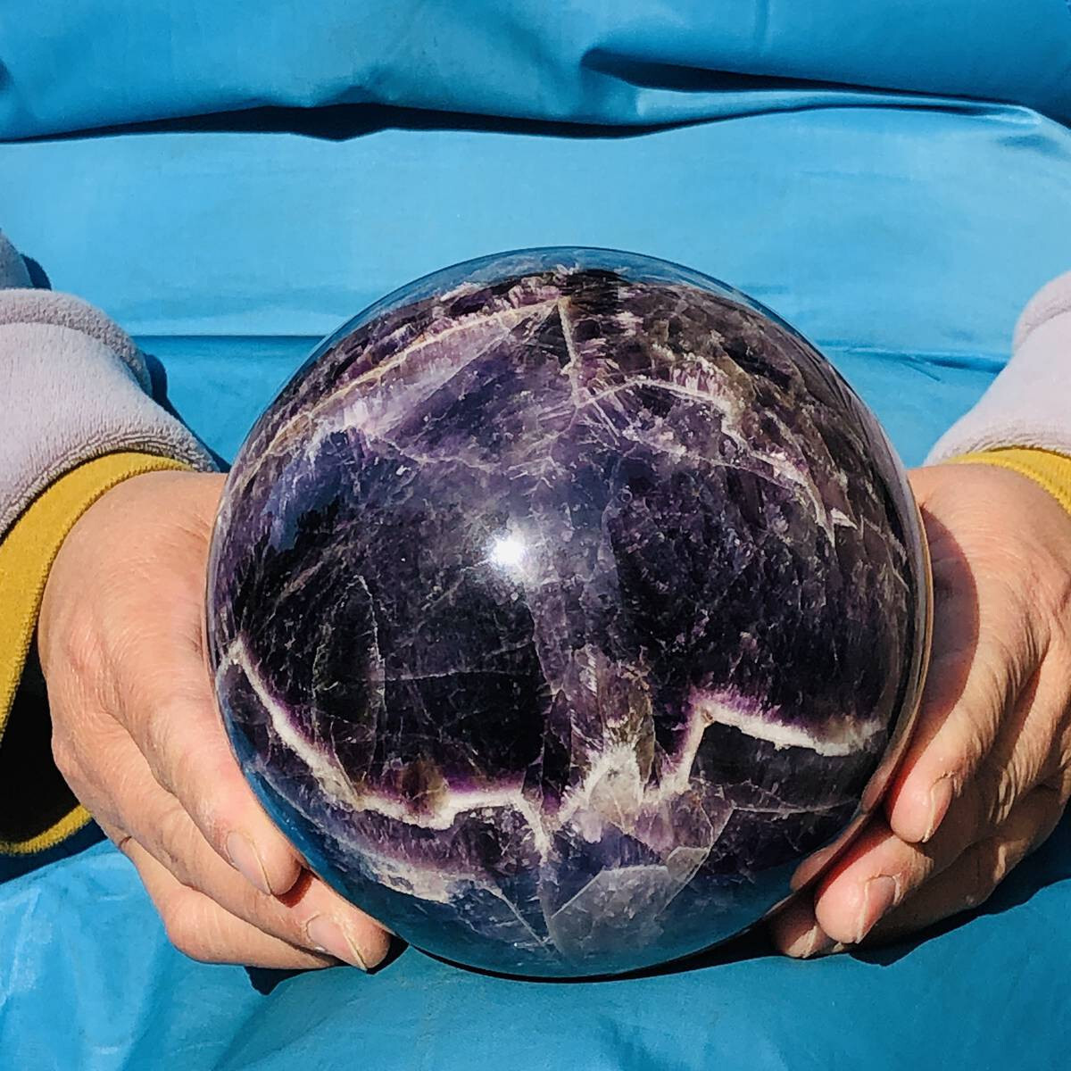 2600G Natural Beautiful Dream Amethyst Quartz Crystal Sphere Ball Healing 3286