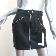 Rag  Bone/JEAN Racer Mini Skirt Black Leather Size 27 NEW