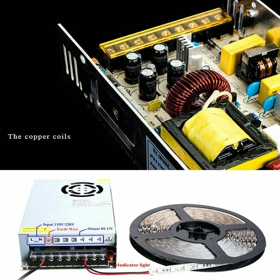 Adaptador de fuente de alimentación conmutadora de CA a CC 12V 60A 720W módulo de luz LED controlador Foto 3 de 4