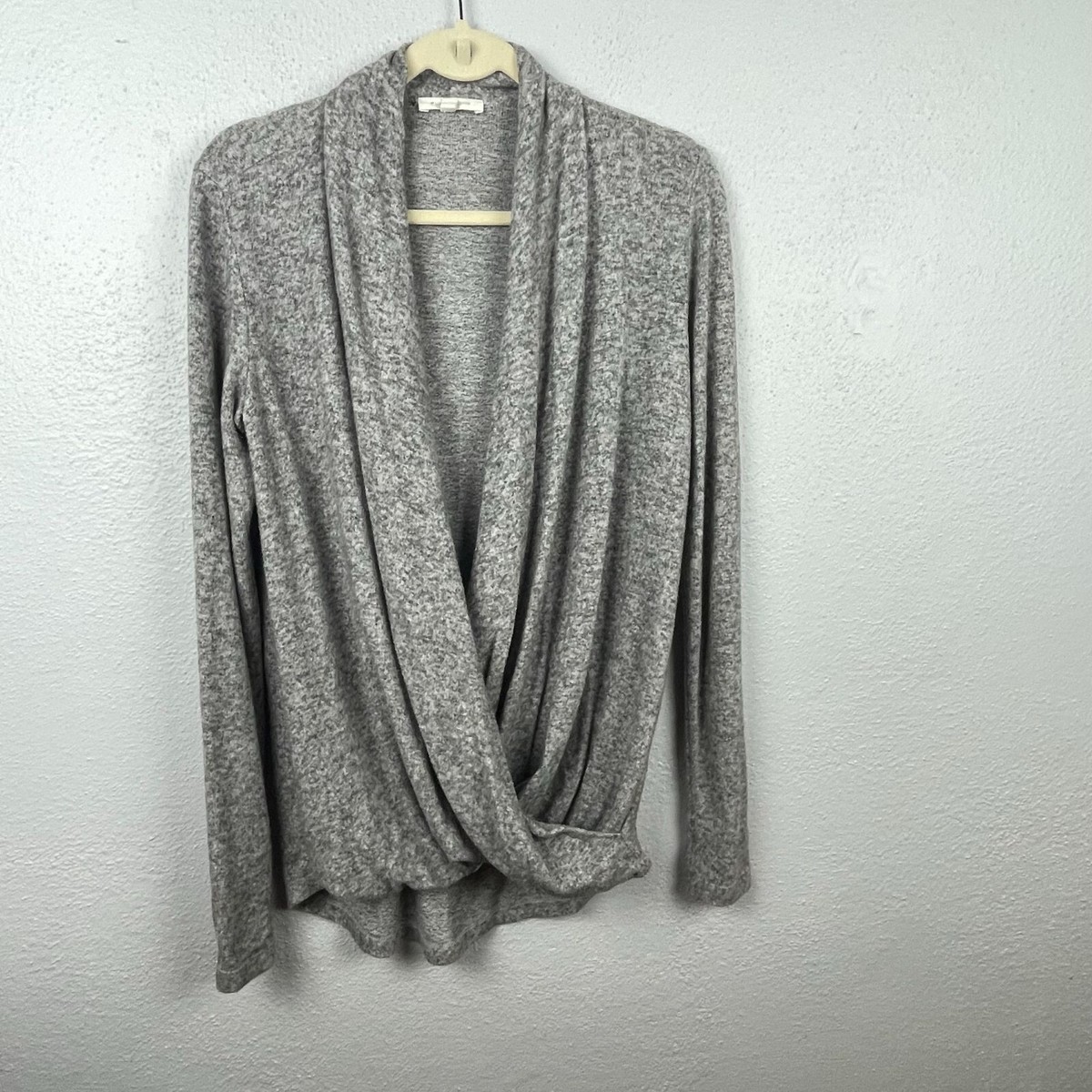 Anthropologie Pure Good Women's Gray Faux Wrap Soft Sweater