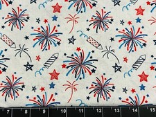 Tina Scrap 9"x21" Flag Firework Stars Patriotic 4thh of July Red FABRIC COTTON