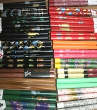 25 Pair 9" COLORFUL chopsticks  polished lacquered HAIR STICKS Dragon Crane etc