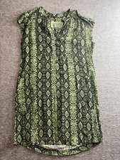 Anthropologie Green Snakeskin Print Sleeveless Shift Dress Womens Medium M