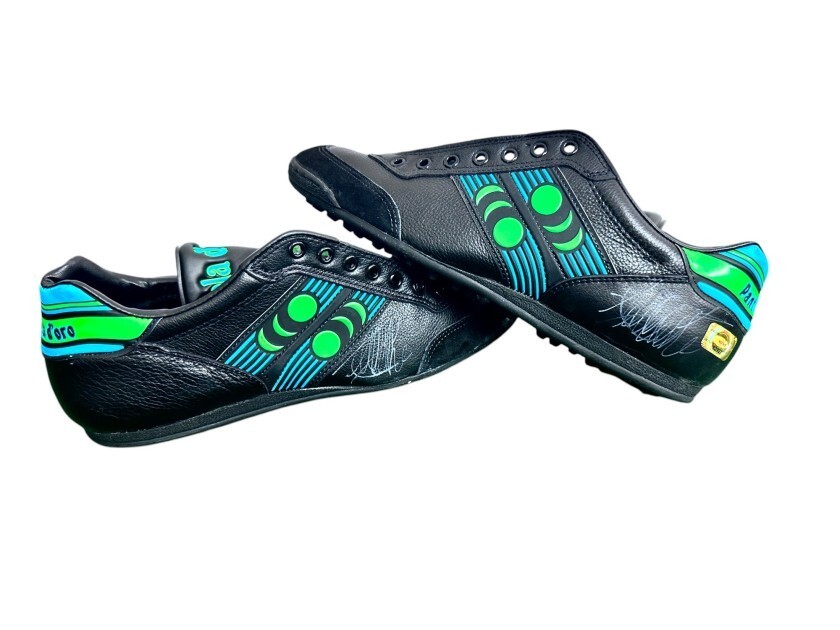 PANTOFOLA D’ORO SCARPINI PANTOFOLA D ORO AUTOGRAFATI DA ROGER MILLA NO MAGLIA MATCH WORN