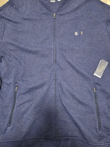 $148 Polo Ralph Lauren Luxury Jersey Baseball Bomber Zip Jacket Navy Men's 4XLT - Picture 8 of 13
