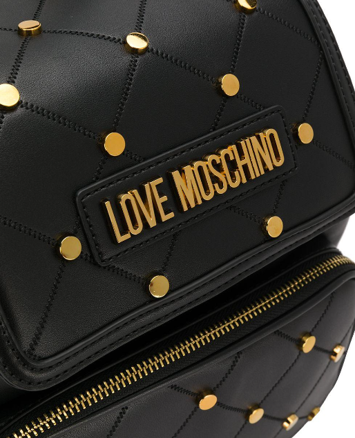 LOVE MOSCHINO Borsa PU Nero Flap Backpack Bag Black Leather