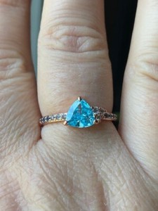 Authentic Something Extra Aquamarine Ombre CZ rose gold plated ring sz8 March 2023