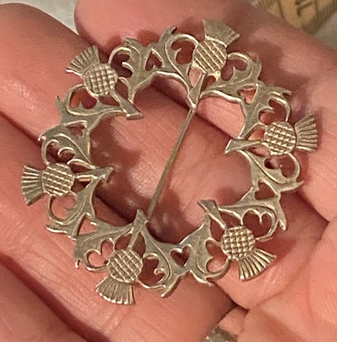 Scottish Thistle .925 Sterling Silver Pin Brooch Jewelry Fine English Hallmark