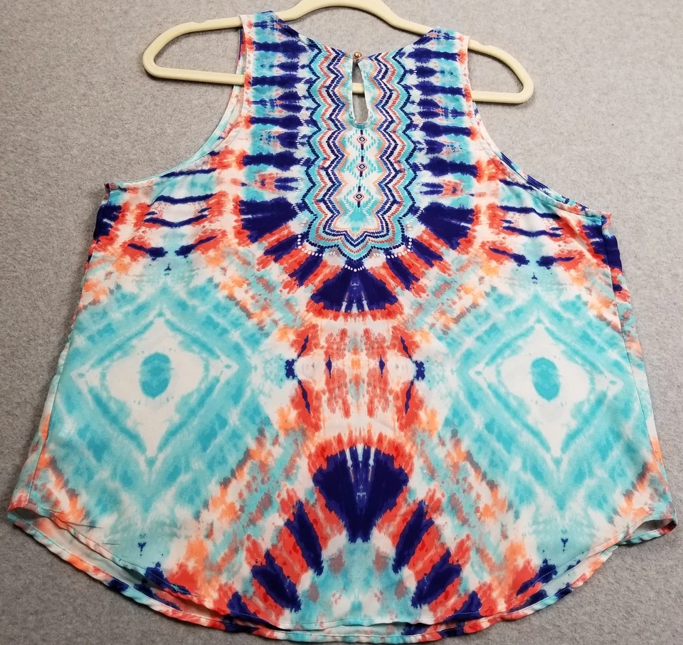 Xhilaration 女式背心 2XL XXL 领带染料无袖衬衫春夏 — 第 3/4 张图片