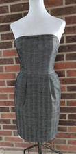 EUC Express Design Studio Gray Wool Herringbone Strapless Tube Dress size 4