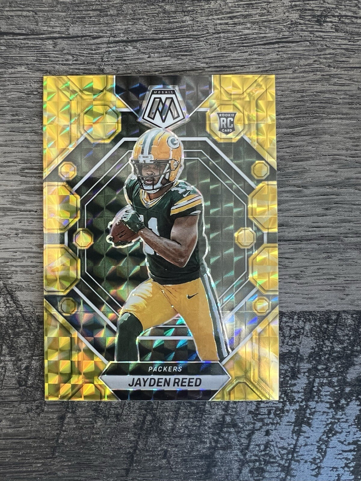 2023 Panini Mosaic - Rookie Reactive Yellow Mosaic Prizm #333 Jayden Reed RC