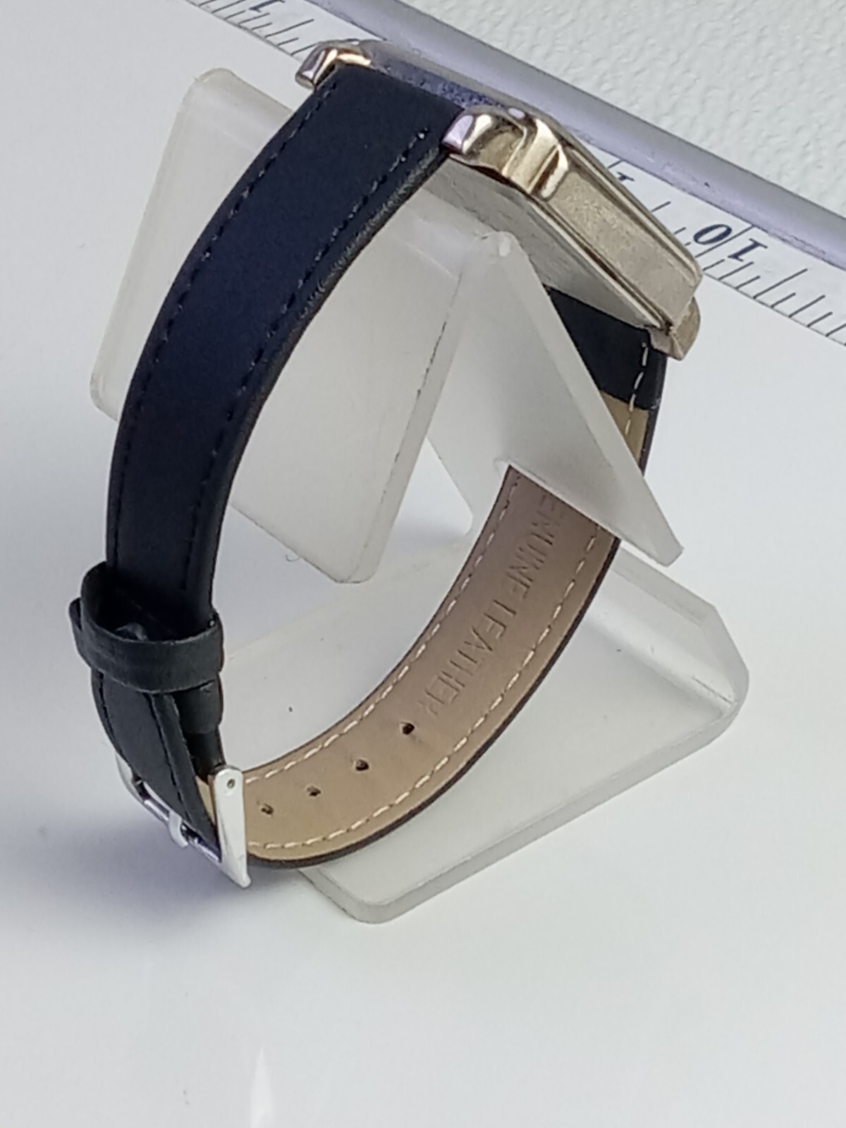 Silver Tone Dial Rectangle Case Silver Dial Black… - image 7