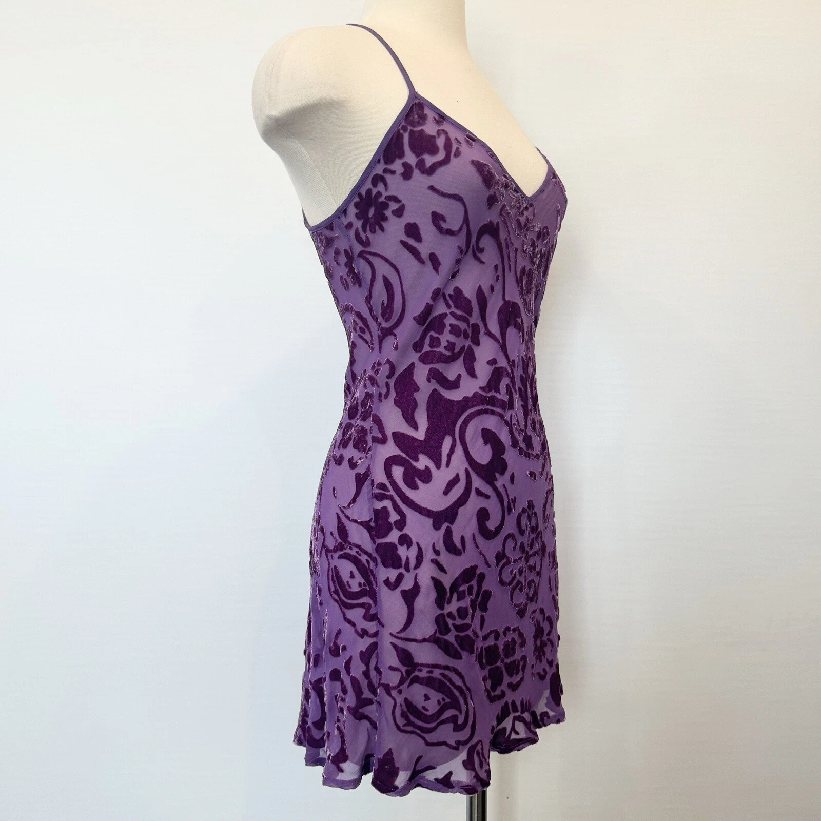 UNDERCOVER Abito slip vintage trasparente Y2K Victoria's Secret seta rayon viola velluto trasparente