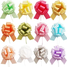 12 Pcs Christmas Pull Bows,6 Inches Gift Bows with Ribbon Mixed Color Bows Gift