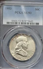 1953 Franklin Silver Half Dollar Uncirculated 50c US Mint Coin PCGS AU53