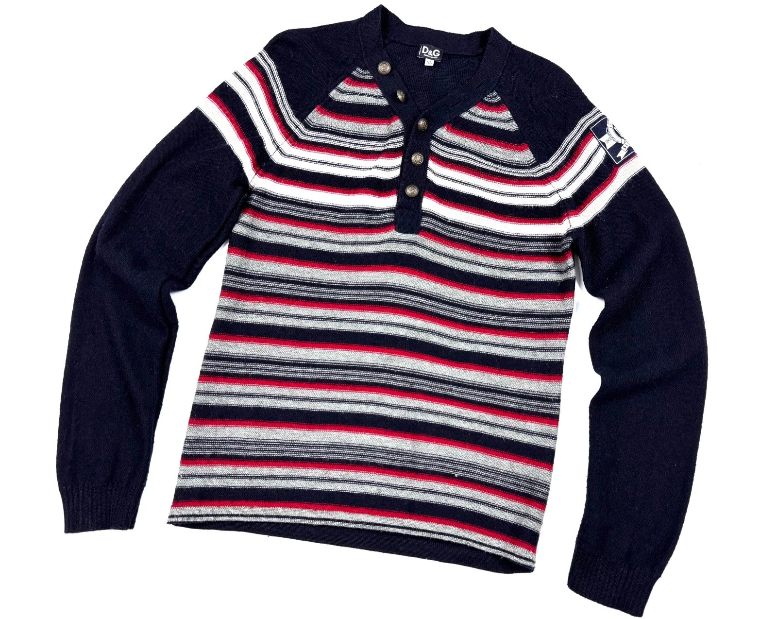 Vintage Men's DOLCE&GABBANA Blue Wool Classic Button Casual Sweaters Size L/XL