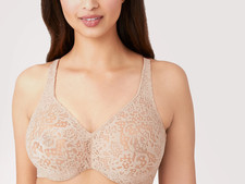 Wacoal Full Figure Underwire Halo Lace Bra 65547 Sz 40DDD Toast Nude Brown