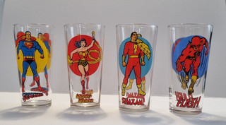 Vintage Lot Of 4 1976 Pepsi Super Series Superhero Drinking Glasses