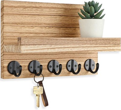 Lki Key Holder for Wall, Decorative Key and Mail Holder with Shelf Has