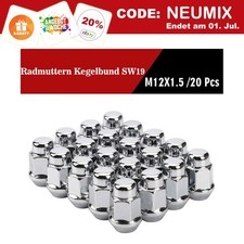 20 Radmutter M12x1,5 Kegelbund 60° SW19 geschlossen für Ford Escort Focus Mondeo