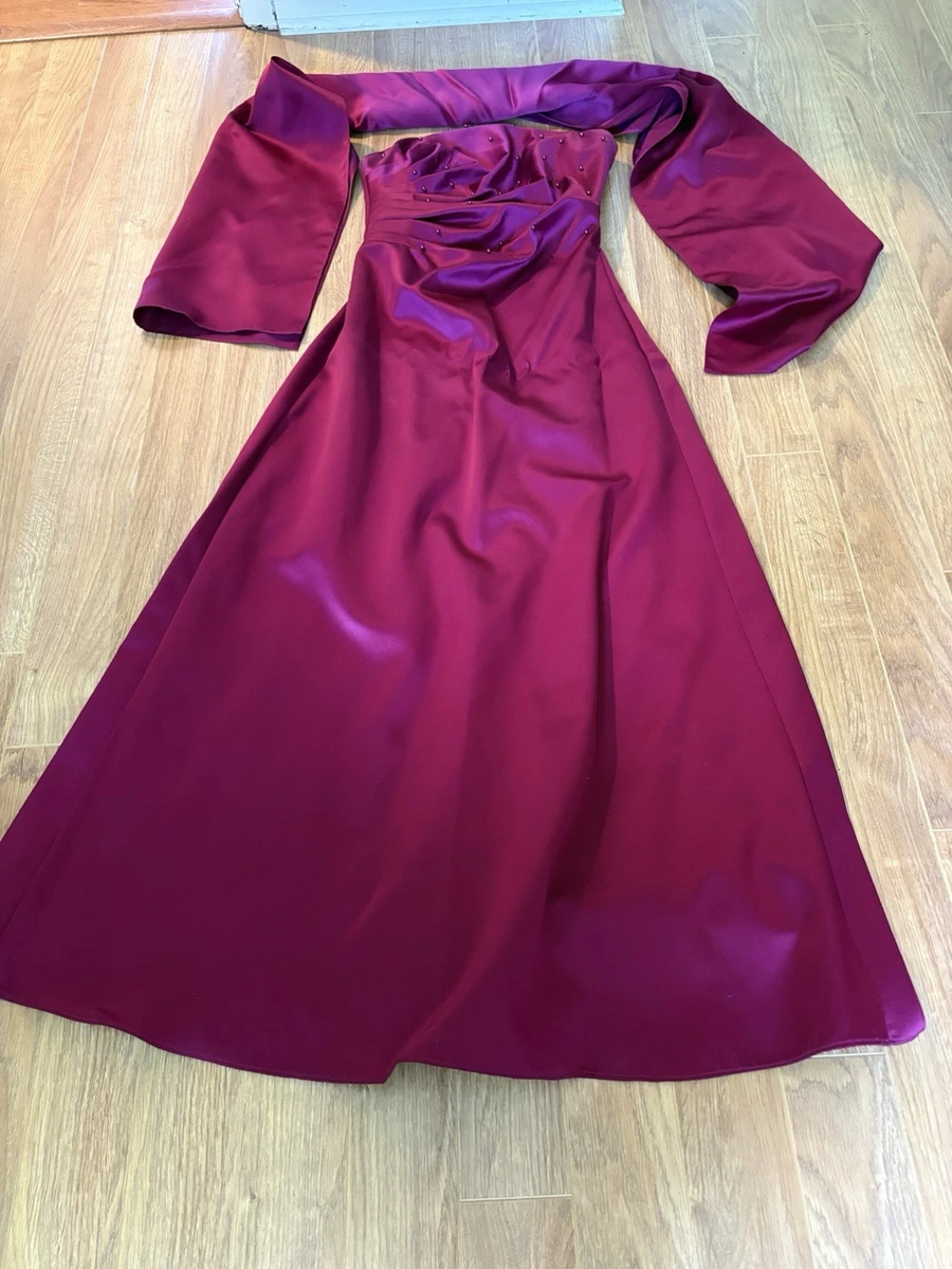nightway burgundy dress Nightway Burgundy and Black Cap Sleeve Sheath Gown, Size 20W