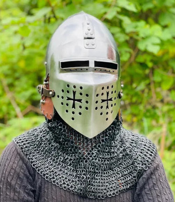 Medieval Nurnberg Bascinet Hounskell Helmet With chainmail - Hand forged Helmet