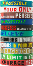 12 Pack Motivational Wristbands for Men, Women  Teens, Inspirational Silicone B