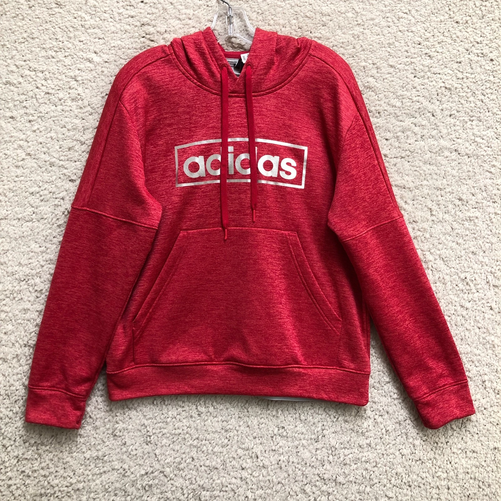 Adidas Hoodie Extra Large Adult Red Heather Pullover Athletic Sweatshirt Womens