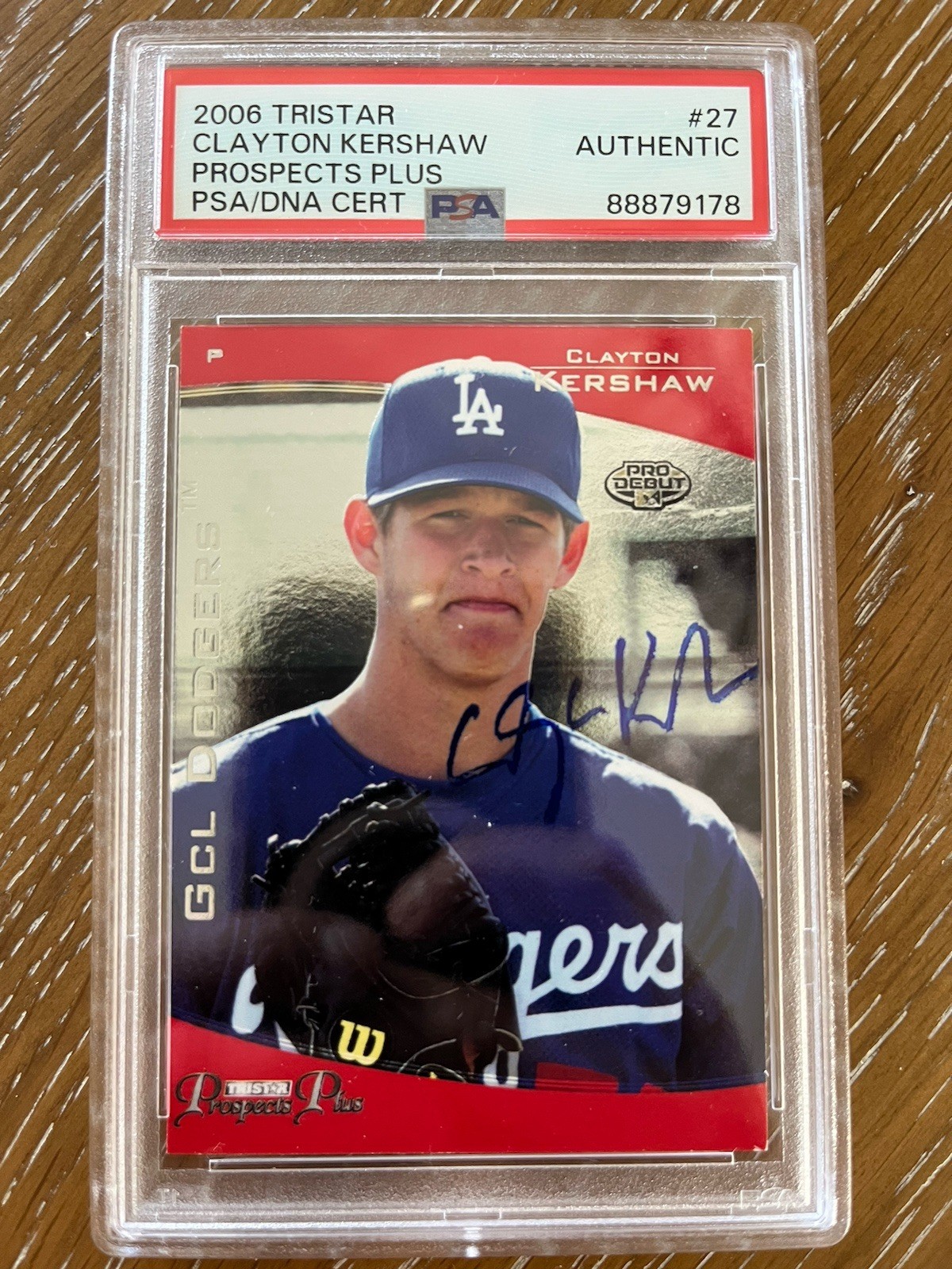 Clayton Kershaw Autographed Signed Los Angeles Dodgers Baseball Card PSA/DNA COA Auto 2006 Tristar#27 