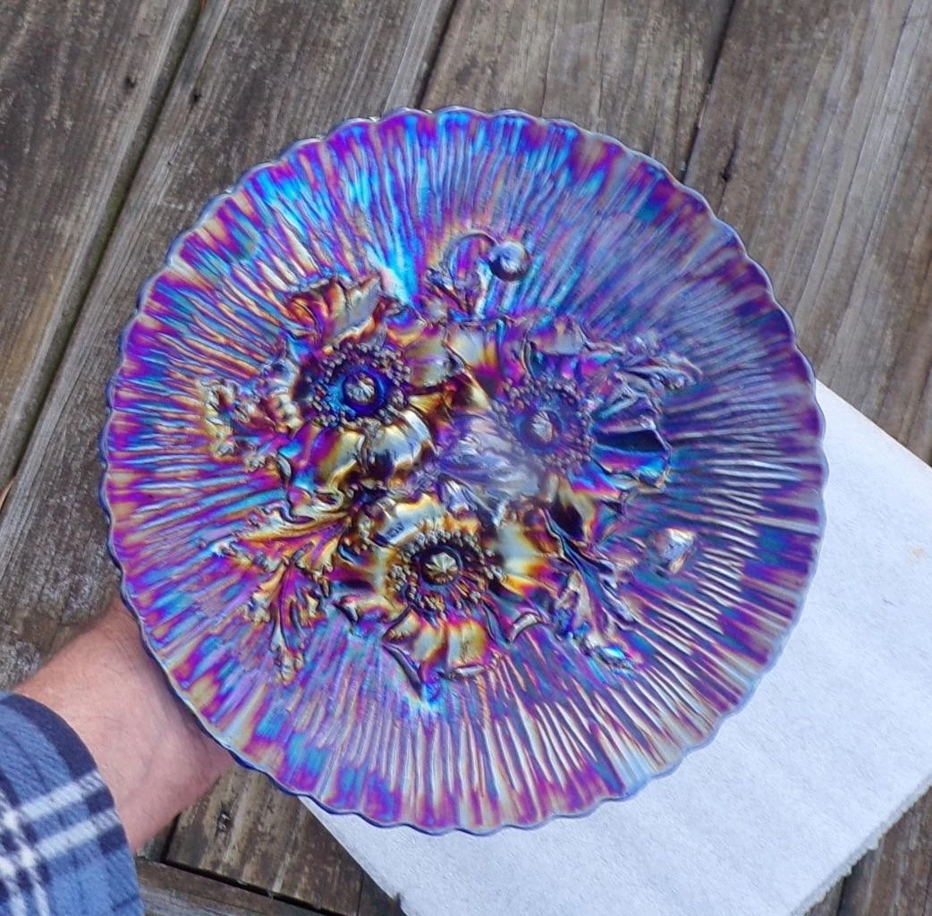 blue carnival glass plate products for sale | eBay