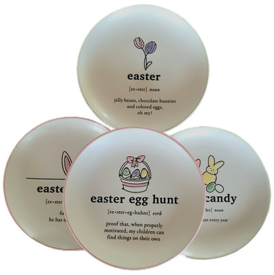 Certified International Easter Words 6'' Canape Luncheon Plates Set (4) Stoneware