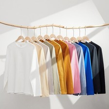Maglia Uomo T-Shirt Manica Lunga Girocollo In Cotone Misto Casual Basic Autunno