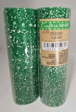 Crafter's Square CHRISTMAS Green W/ White Speck Decorative Mesh Ribbon 2 Rolls