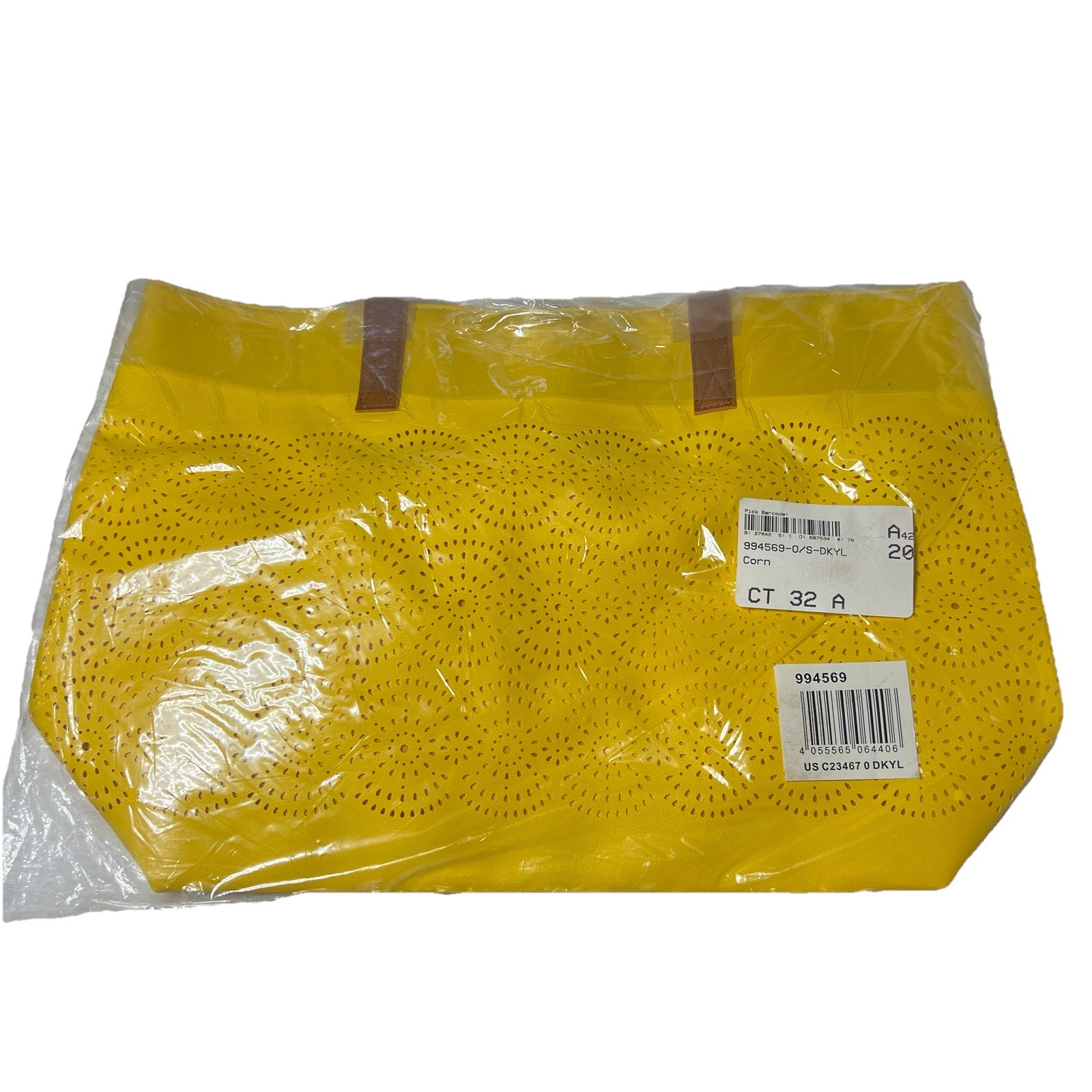Yellow Tote Bag Purse With Brown Handles Corn Color Summer W
