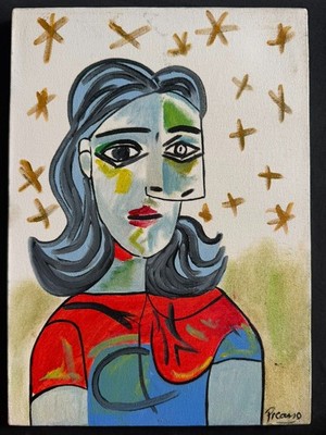 PABLO PICASSO PAINTING ON CANVAS , SIGNED AND SEALED